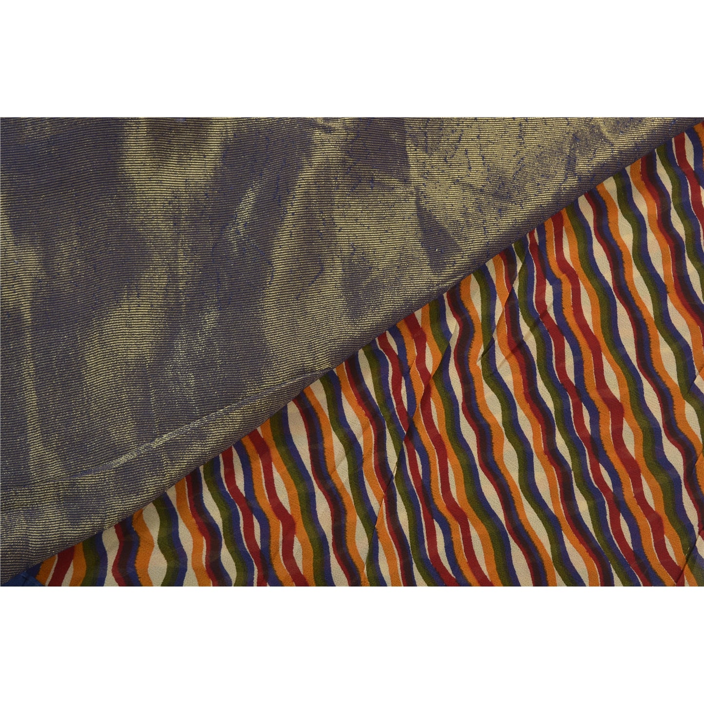 Sanskriti Vintage Heavy Sarees Blend Georgette Leheria Print & Woven Sari Sustainable Fabric