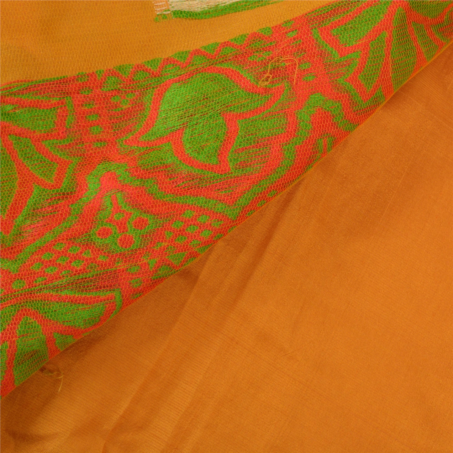 Sanskriti Vintage Heavy Mustard Sarees Pure Silk Hand Woven Indian Sari Sustainable Fabric