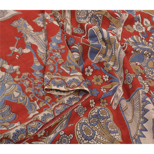 Sanskriti Vintage Heavy Sarees Pure Cotton Kalamkari Mythological Sari Sustainable Fabric