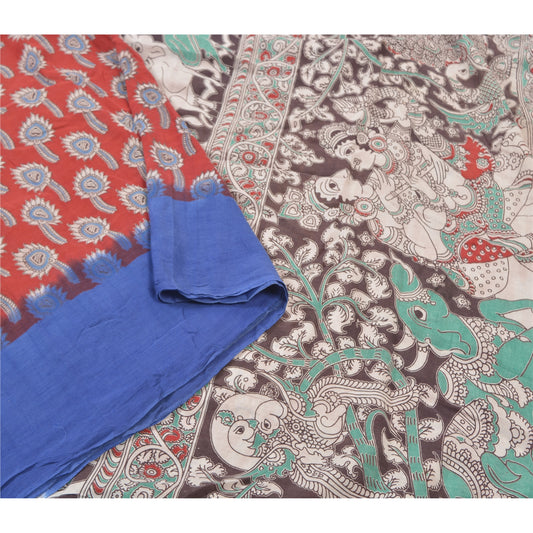 Sanskriti Vintage Heavy Sarees Pure Cotton Kalamkari Mythological Sari Sustainable Fabric