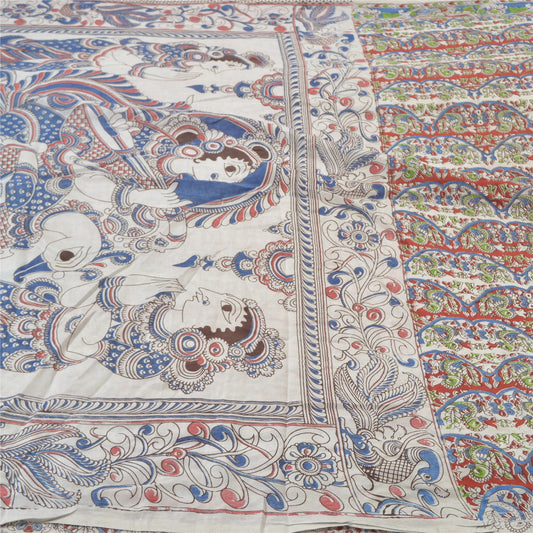 Sanskriti Vintage Heavy Off- White Sarees Pure Cotton Pattachitra Sari Sustainable Fabric