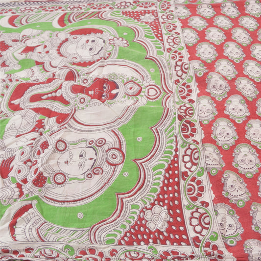 Sanskriti Vintage Heavy Sarees Pure Cotton Kalamkari Mythological Sari Sustainable Fabric