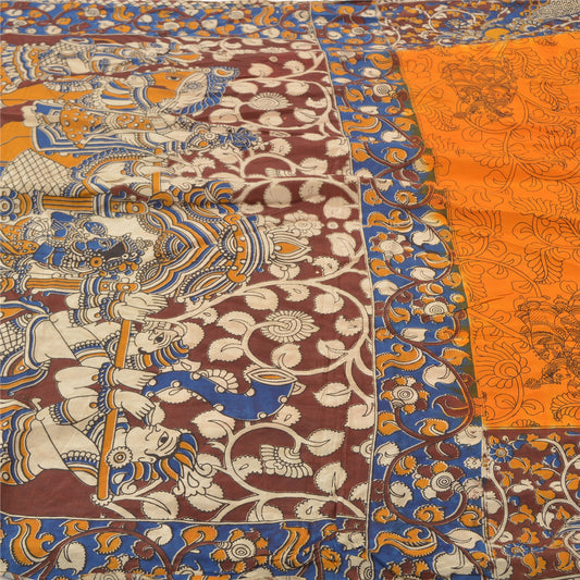Sanskriti Vintage Heavy Sarees Pure Cotton Kalamkari Mythological Sari Sustainable Fabric