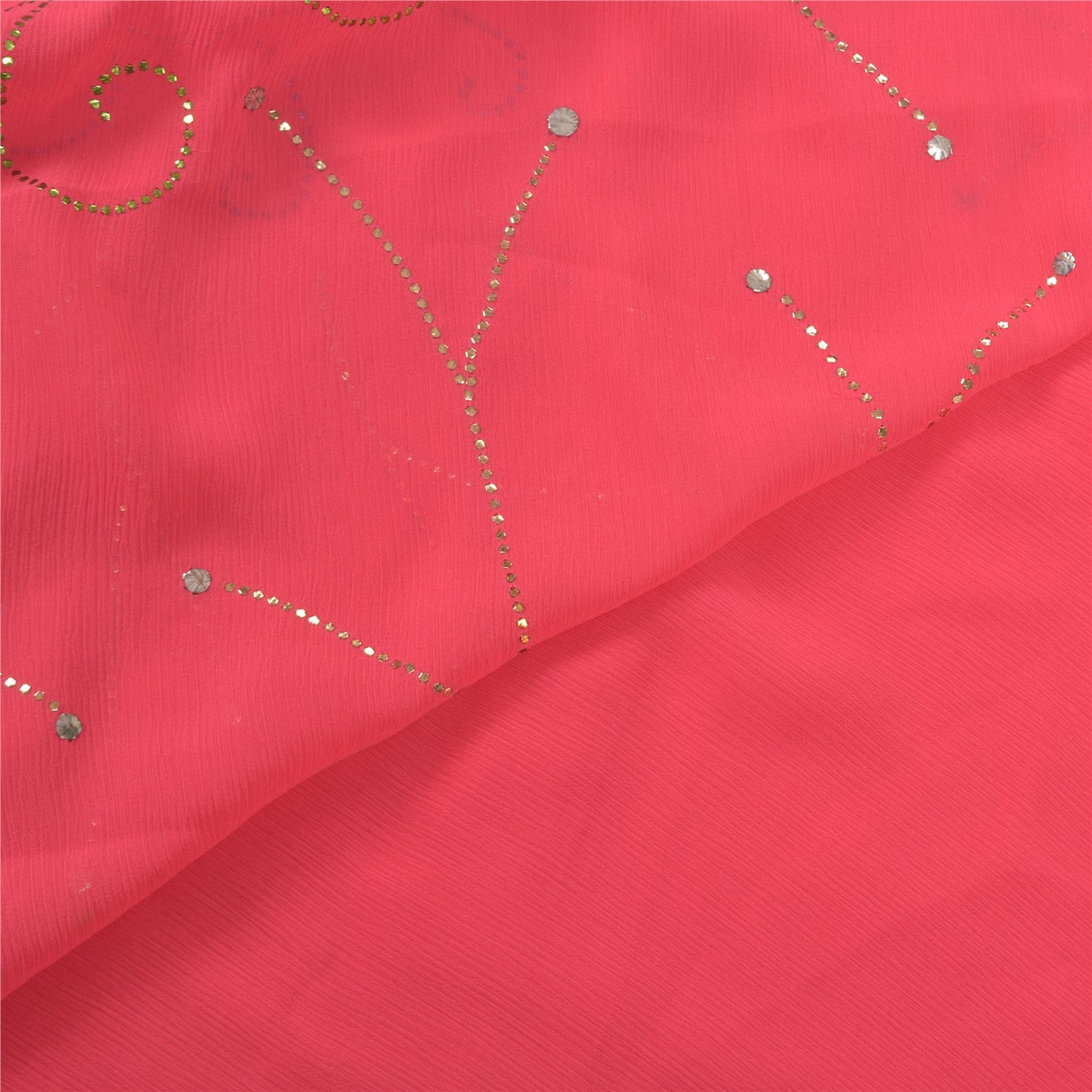 Sanskriti Vintage Heavy Pink Sarees Art Silk Handmade Mukesh Work Sari Sustainable Fabric