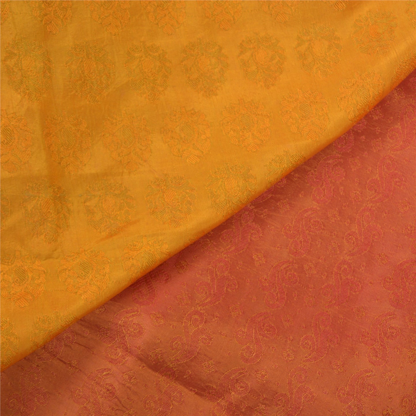 Sanskriti Vintage Indian Heavy Sarees 100% Pure Silk Mustard Woven Sustainable Fabric Sari