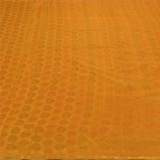 Санскритские винтажные индийские тяжелые сари 100% чистый шелк горчичного цвета тканая устойчивая ткань сари