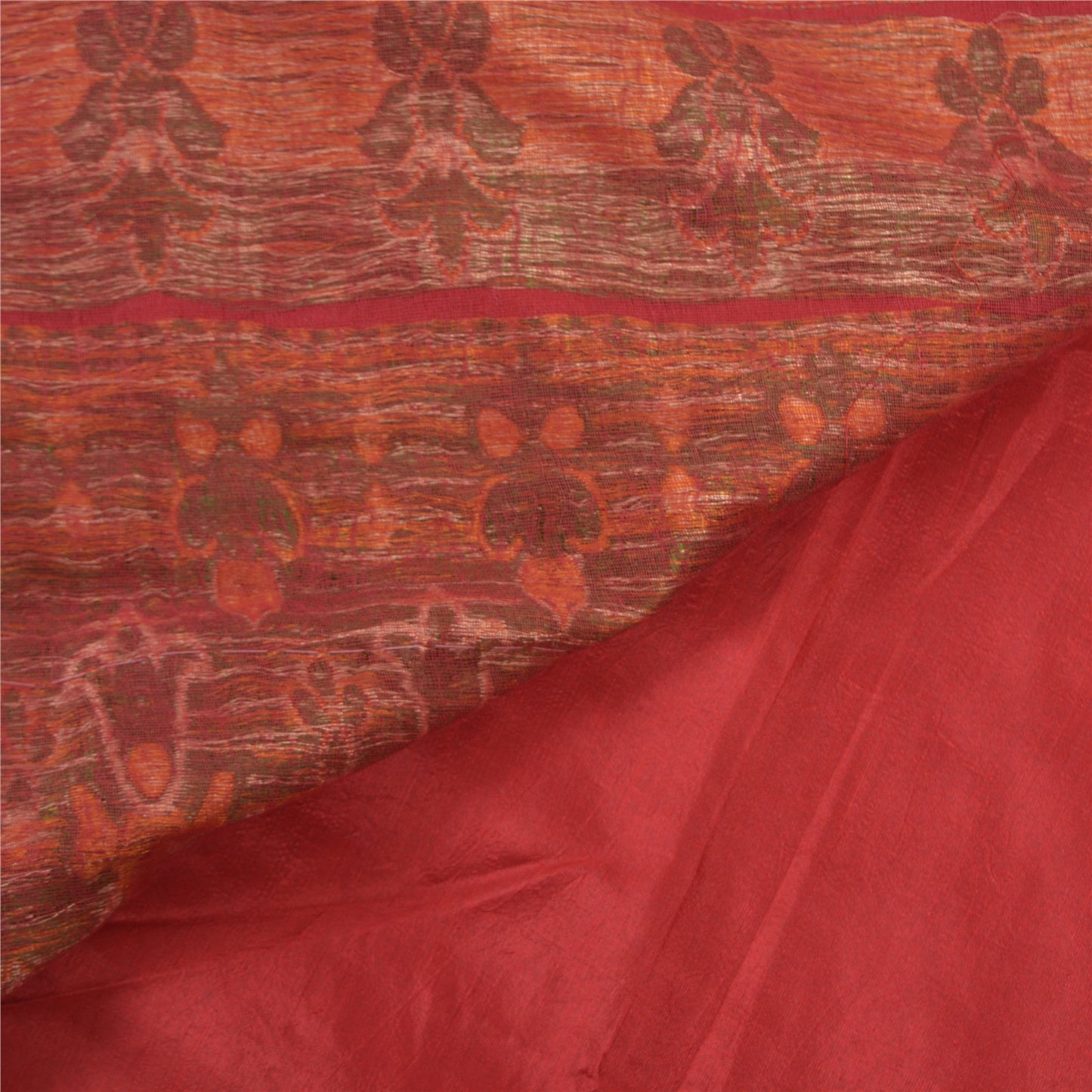 Sanskriti Vintage Red Indian Sari PureSilk Woven Sarees Premium Zari Work Sustainable Fabric