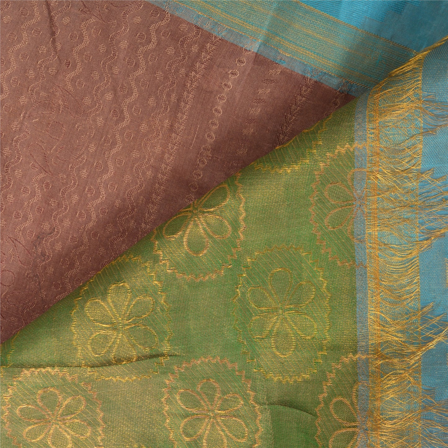 Sanskriti Vintage multi-colour Heavy Sarees 100% Pure Silk Woven Brocade Sari