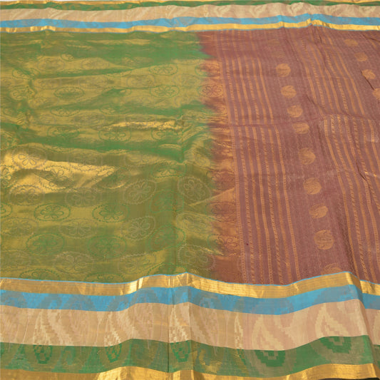 Sanskriti Vintage multi-colour Heavy Sarees 100% Pure Silk Woven Brocade Sari