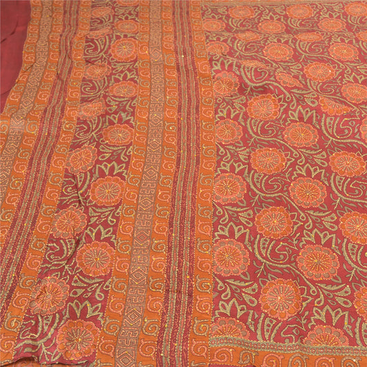 Sanskriti Vintage Heavy Indian Sarees Pure Silk Hand Beaded Kantha Sari Sustainable Fabric