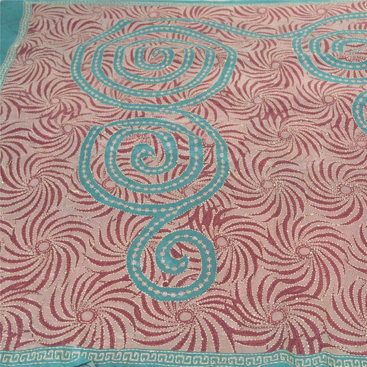 Sanskriti Vintage Heavy Indian Sarees Pure Silk Hand Beaded Kantha Sari Sustainable Fabric