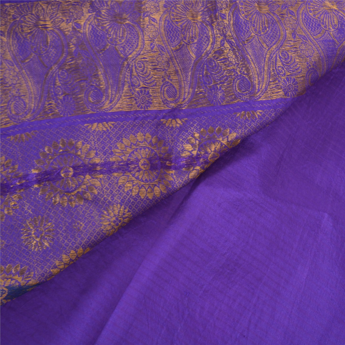 Sanskriti Vintage Purple Heavy Saree Pure Satin Silk Banarasi Brocade Sustainable FabricSari