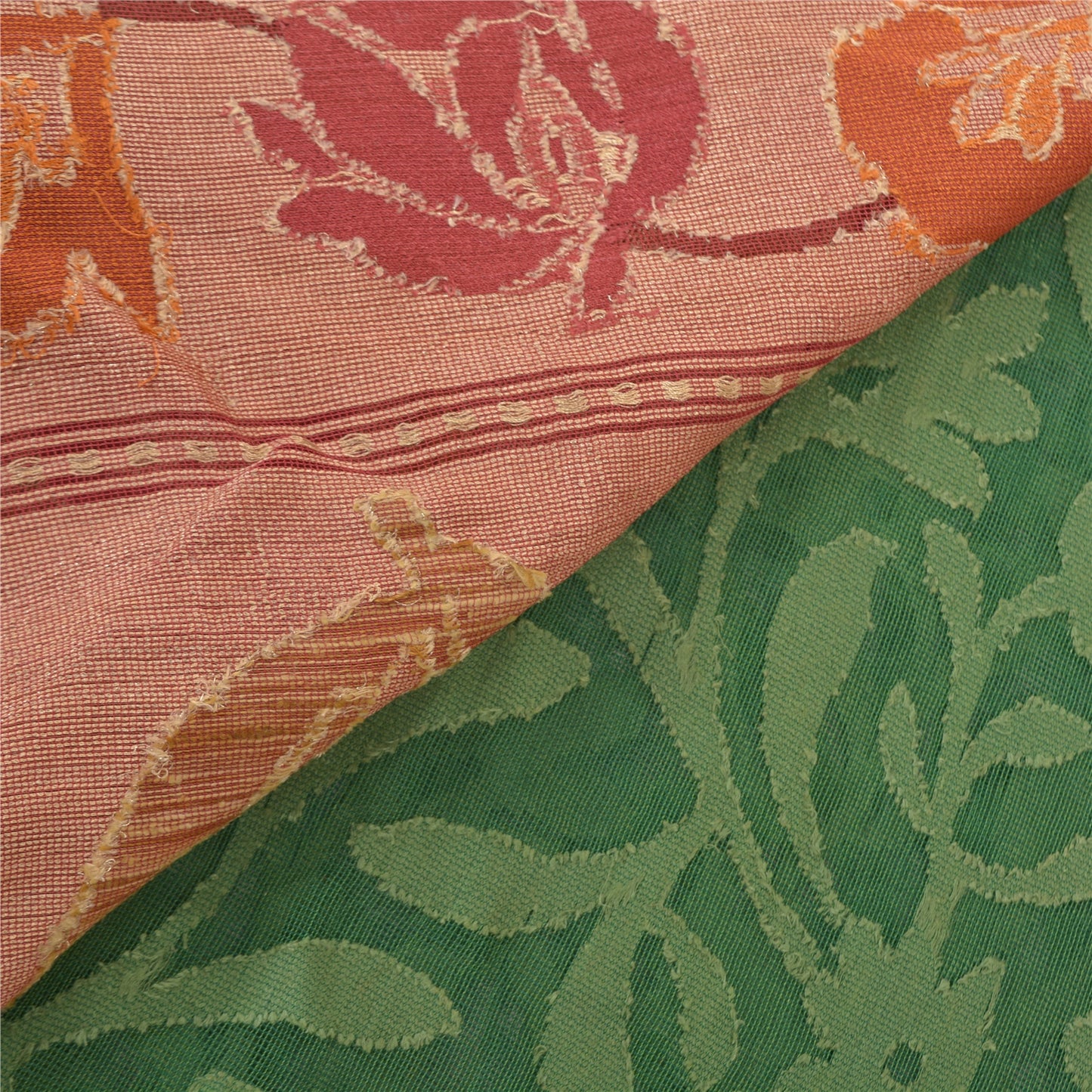 Sanskriti Vintage kraftig indisk sari net håndvævede sarier 5 yard bæredygtigt stof