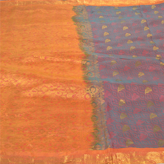 Sanskriti Vintage Heavy Saree Woven Pure Silk Sustainable Fabric Brocade Green Sari