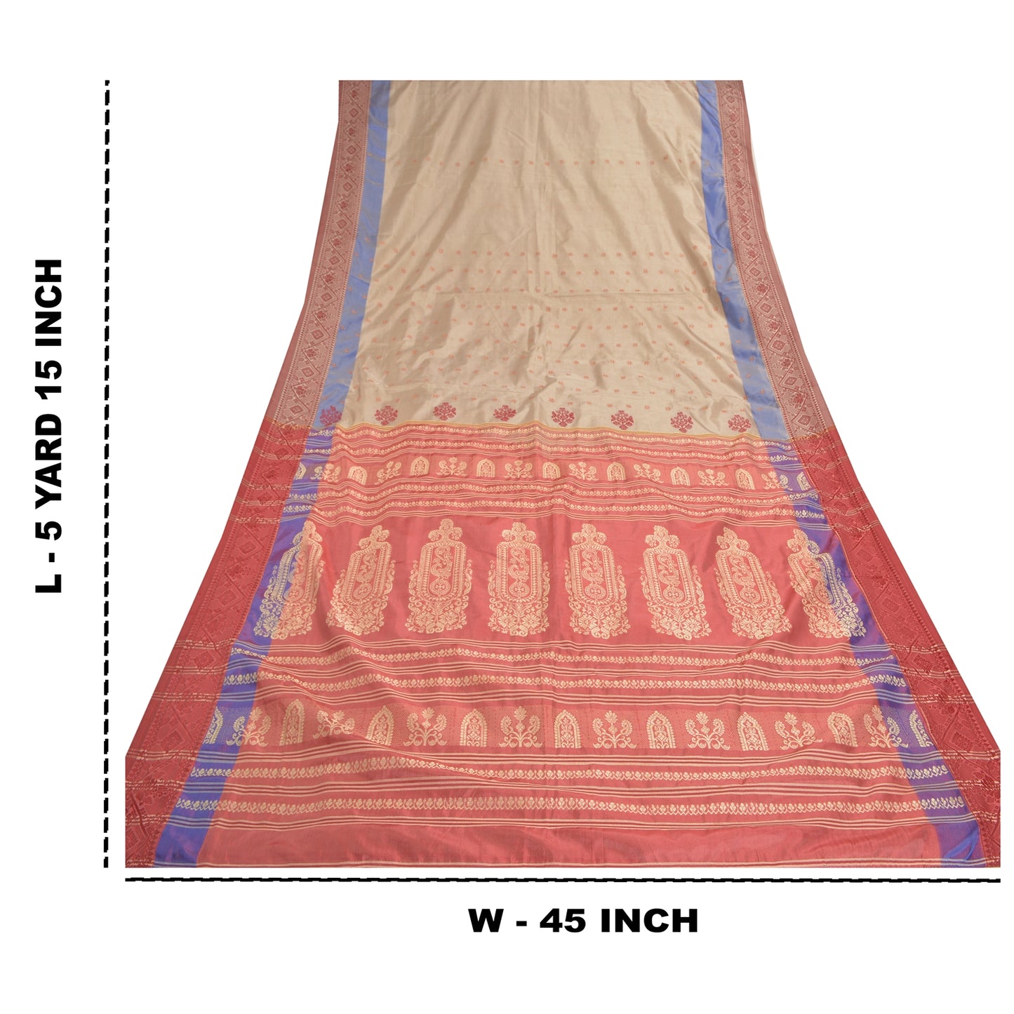 Sanskriti Vintage Heavy Orange Sarees Art Silk Hand-Woven Indian Sari Sustainable Fabric