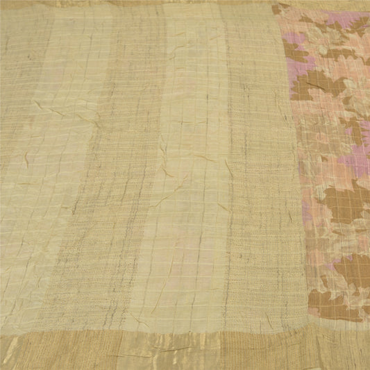 Sanskriti Vintage Heavy Purple Sarees Pure Handloom Silk Printed Sari Sustainable Fabric