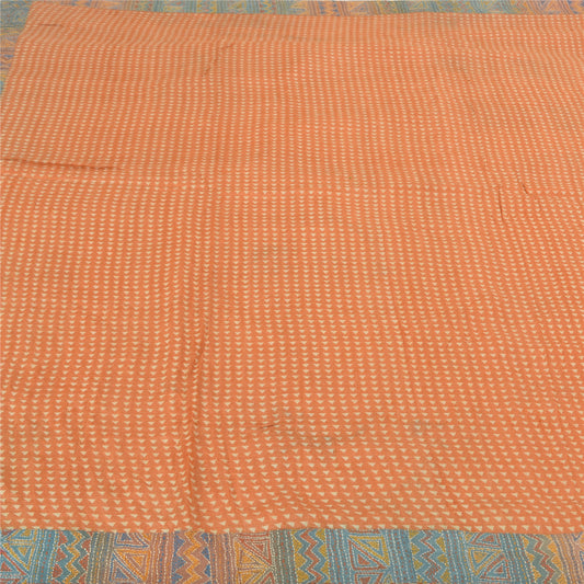 Sanskriti Vintage Heavy Sarees Pure Tussar Silk Handmade Kantha Sari Sustainable Fabric