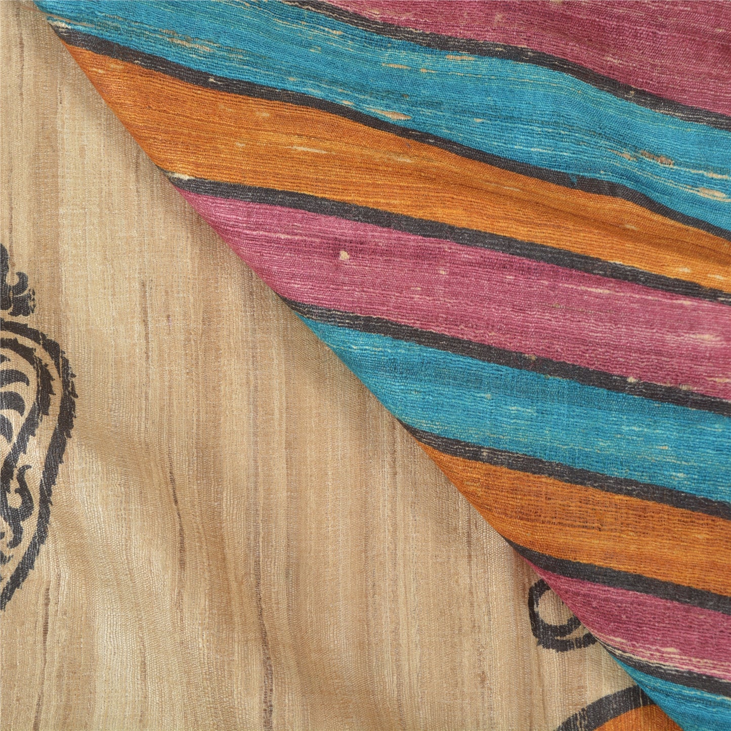 Sanskriti Vintage Heavy Ivory Sarees Pure Handloom Silk Printed Sari Sustainable Fabric