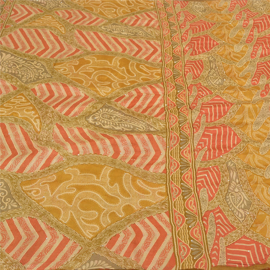 Sanskriti Vintage Heavy Indian Sarees Pure Silk Hand Beaded Kantha Sari Sustainable Fabric