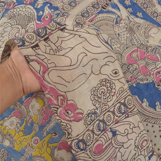 Sanskriti Vintage Heavy Sarees Blend Silk Kalamkari Mythological Sari Sustainable Fabric