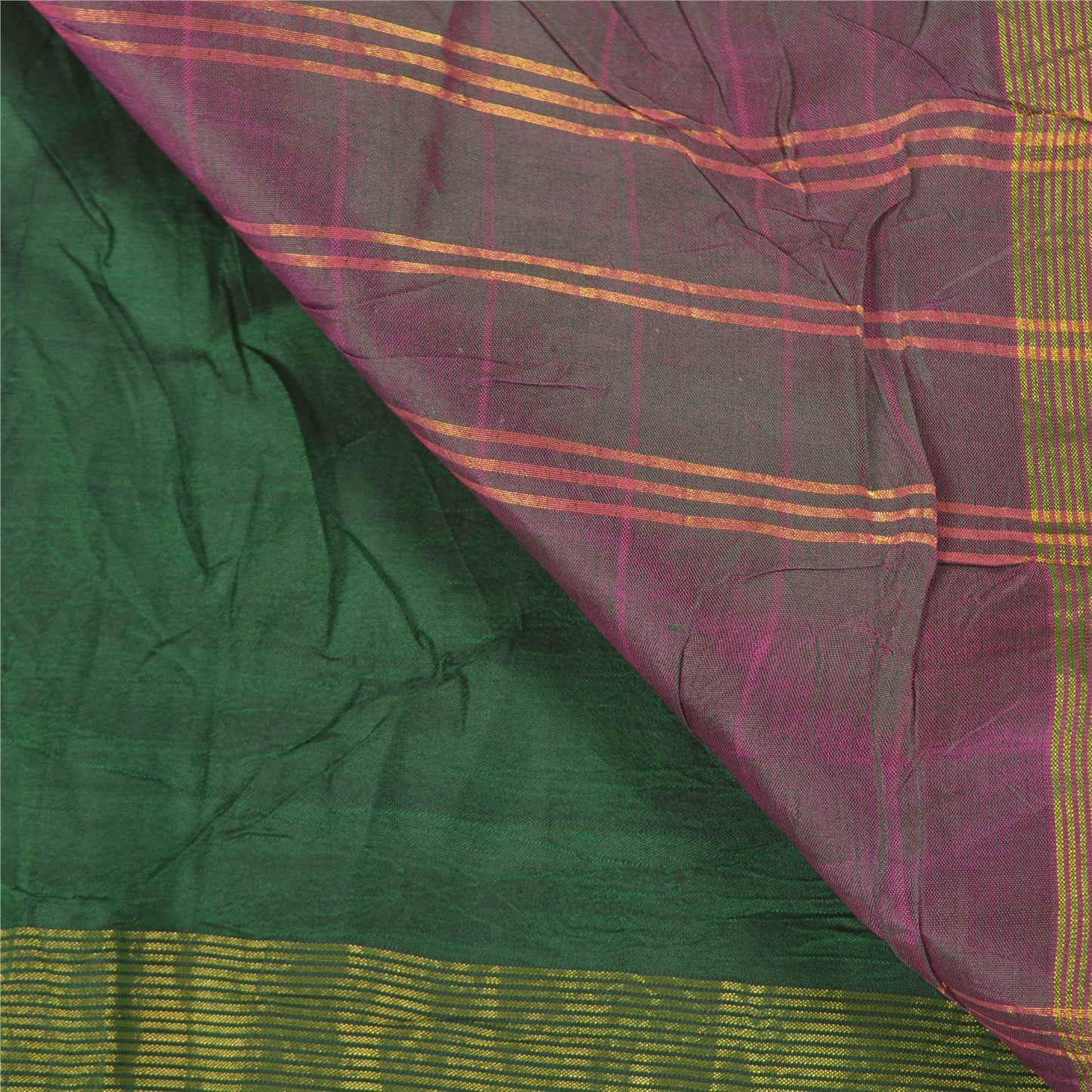 Sanskriti Vintage Green Indian Heavy Sarees 100% Pure Silk Woven Sari Sustainable Fabric