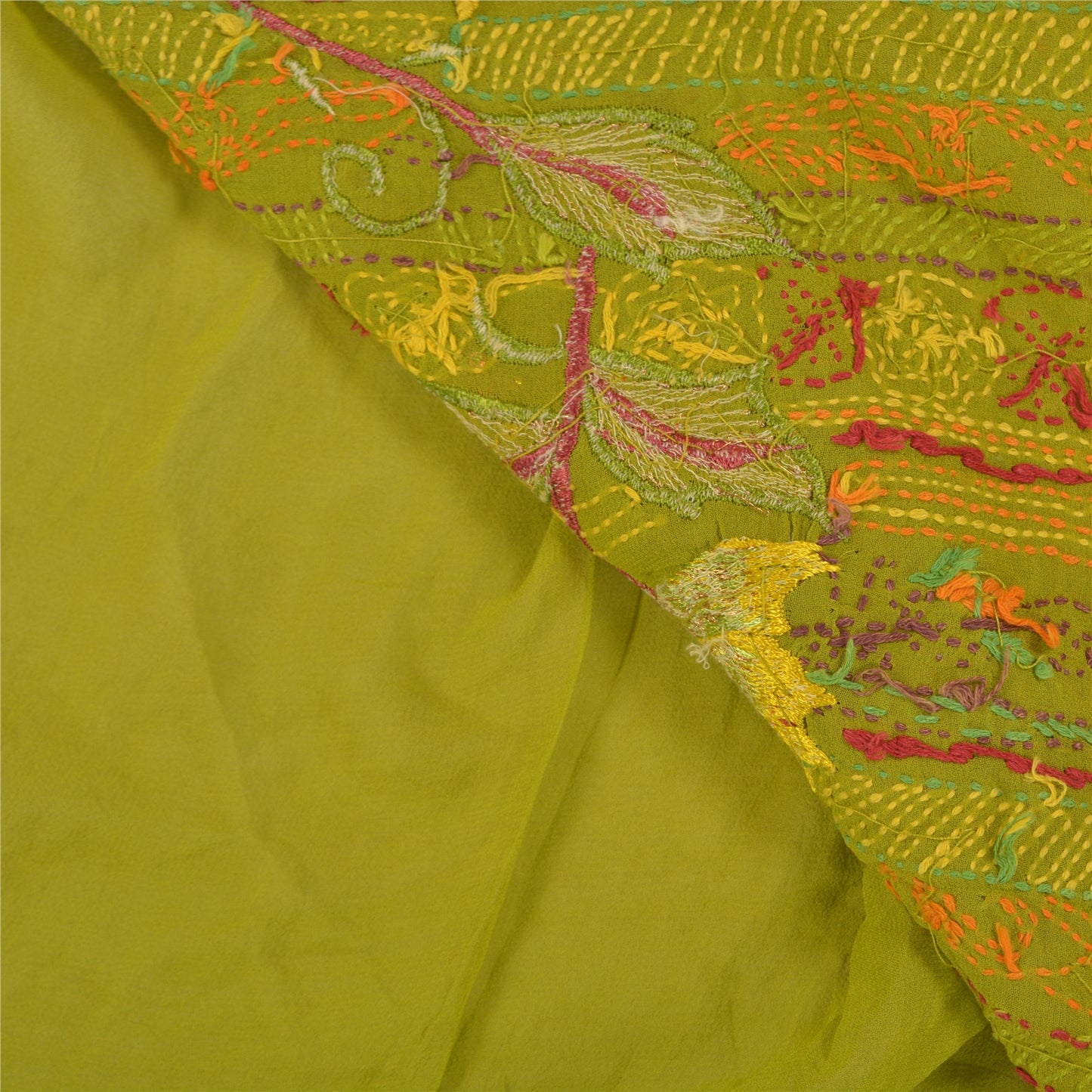 Sanskriti Vintage Heavy Saree Pure Georgette Silk Handmade Kantha Sari Sustainable Fabric
