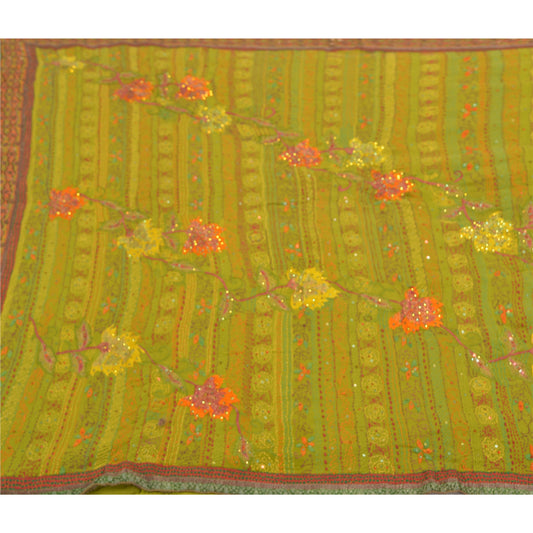Sanskriti Vintage Heavy Saree Pure Georgette Silk Handmade Kantha Sari Sustainable Fabric