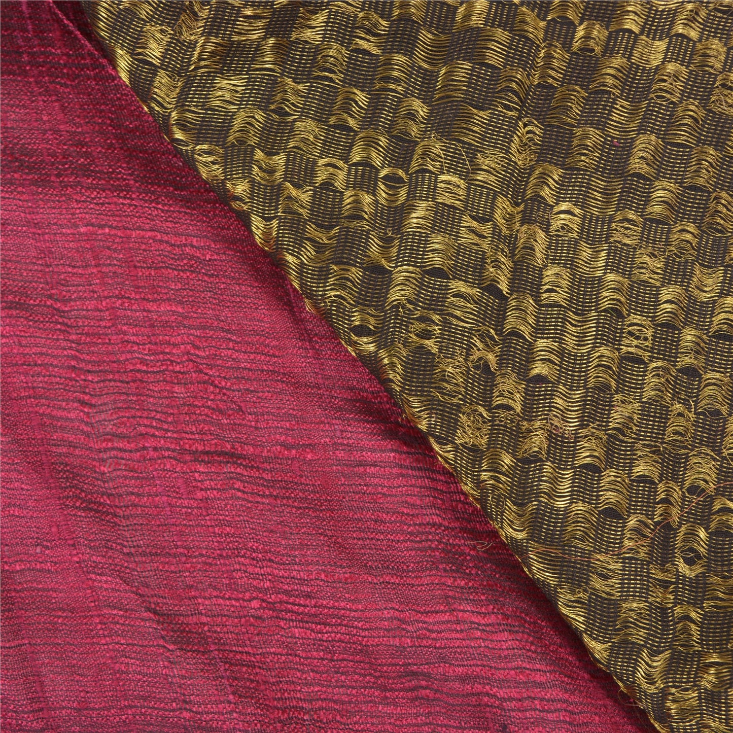 Sanskriti Vintage Dark Pink Heavy Indian Sarees 100% Pure Silk Woven Sari Sustainable Fabric