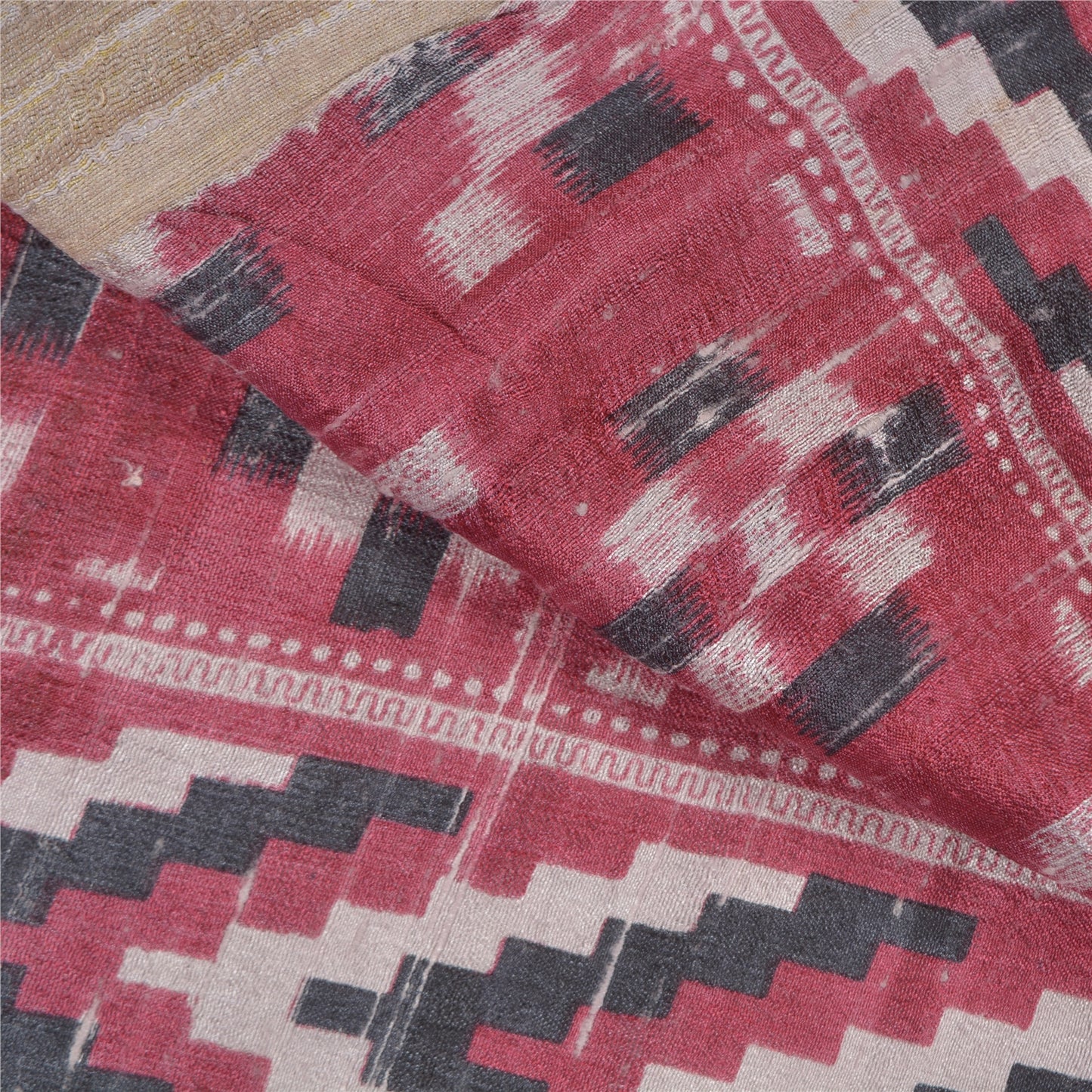 Sanskriti Vintage Heavy Indian Sarees Pure Tussar Silk Woven Ikat Sarees Sustainable Fabric