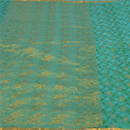 Sanskriti Vintage Green Heavy Indian Sarees Pure Silk Woven Zari Sari Fabric