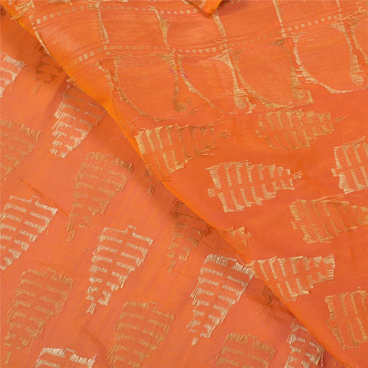 Санскрити Винтаж Шафран Тяжелые Индийские Сари Чистый Шелк Ручной Работы Сари Экологичная Ткань