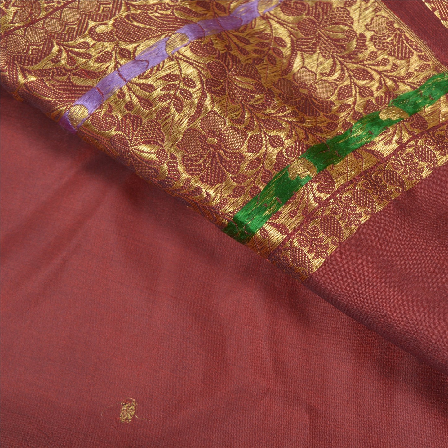 Sanskriti Vintage Heavy Sarees 100% Pure South Silk Woven Brocade Sari Sustainable Fabric