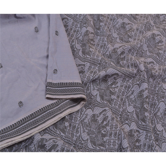 Sanskriti Vintage Blue Heavy Sarees Art Silk Woven Baluchari Animal Sari Sustainable Fabric