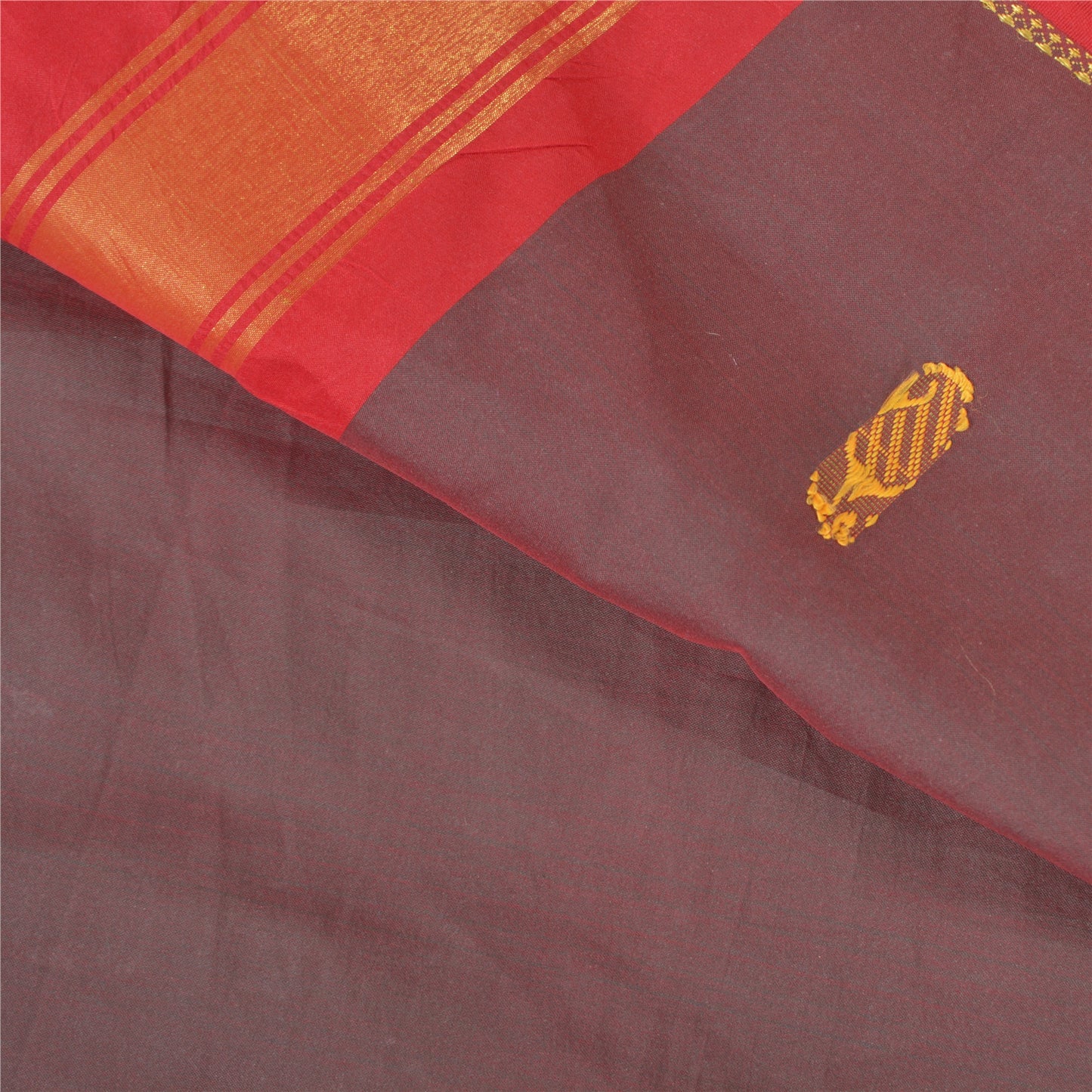 Sanskriti Vintage Red Heavy Indian Sarees 100% Pure Silk Hand-Woven Sari Sustainable Fabric