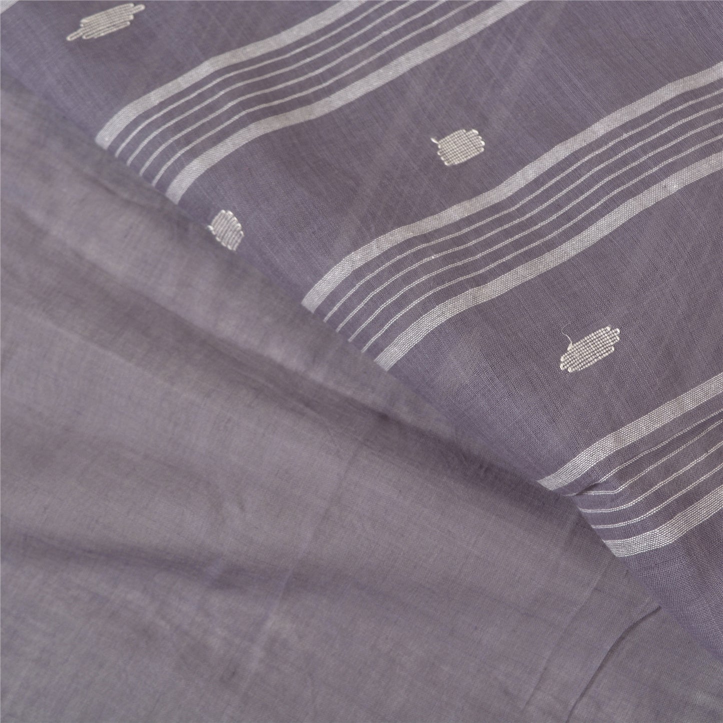 Sanskriti Vintage Purple Sarees Pure Cotton Hand-Woven Tant Premium Sari Sustainable Fabric
