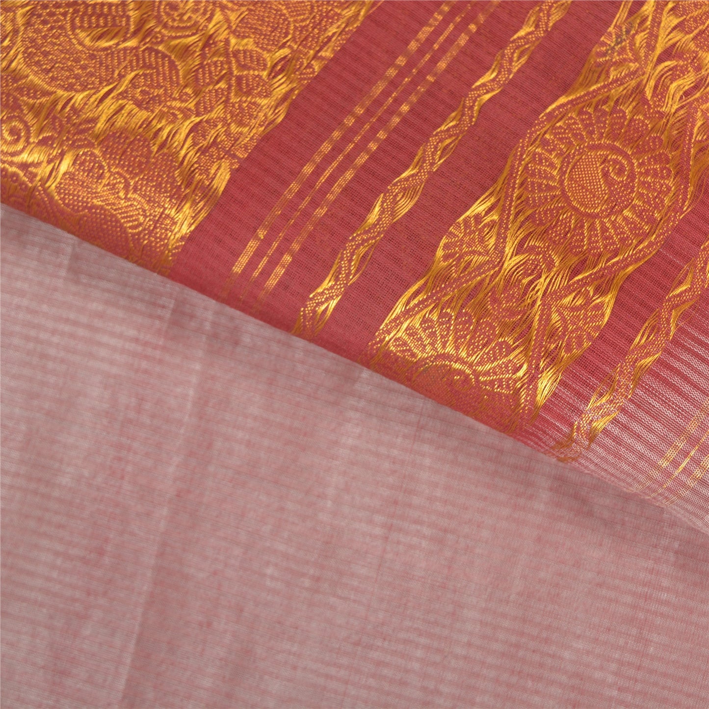 Sanskriti Vintage Red Heavy Wedding Sarees Blend Silk Woven Brocade Sari Sustainable Fabric
