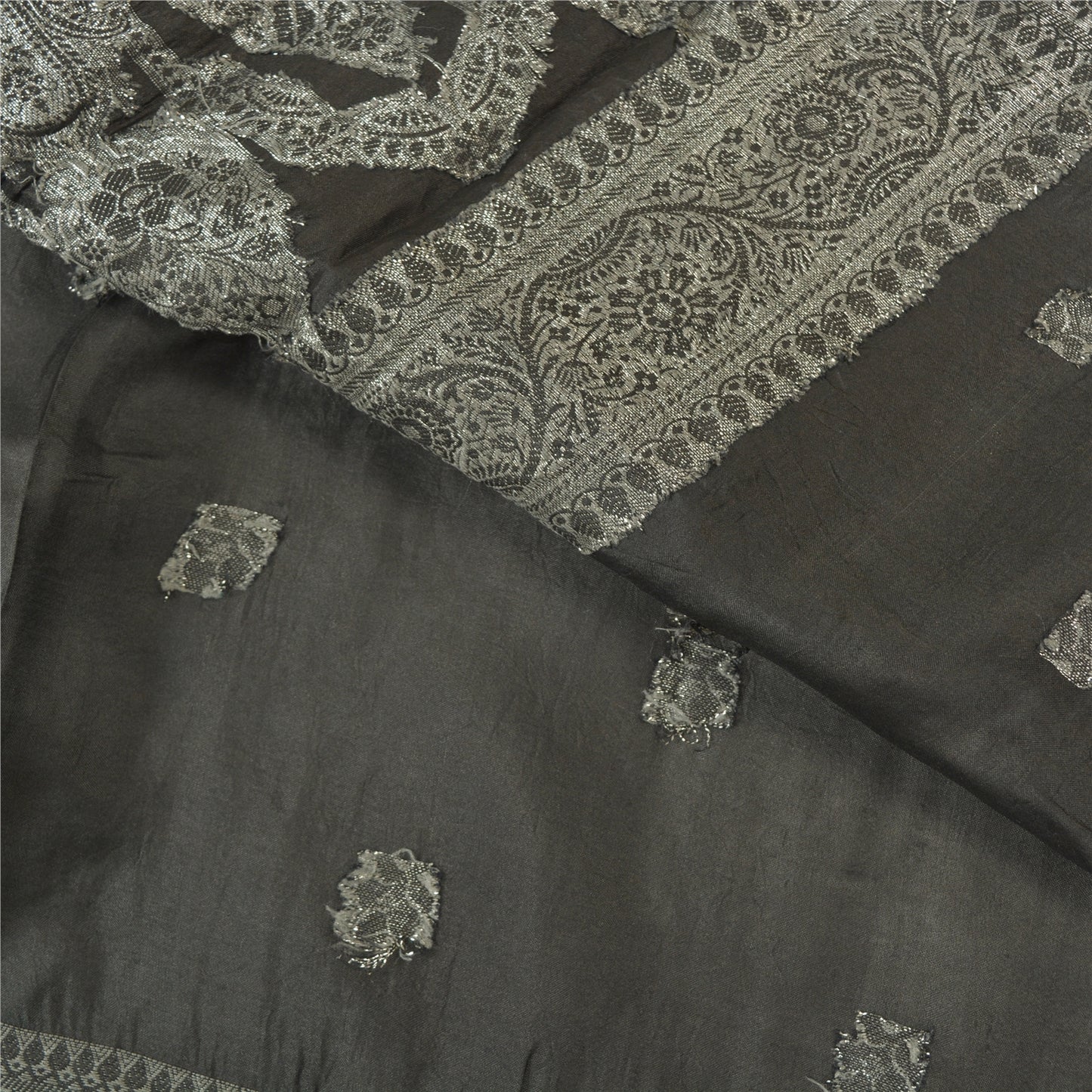 Sanskriti Vintage Black Heavy Party Sarees Pure Silk Woven Brocade Sari Sustainable Fabric