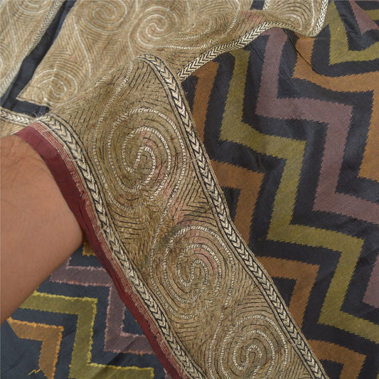 Sanskriti Vintage Heavy Indian Sarees Pure Silk Woven Printed Sari 5 Yard Sustainable Fabric