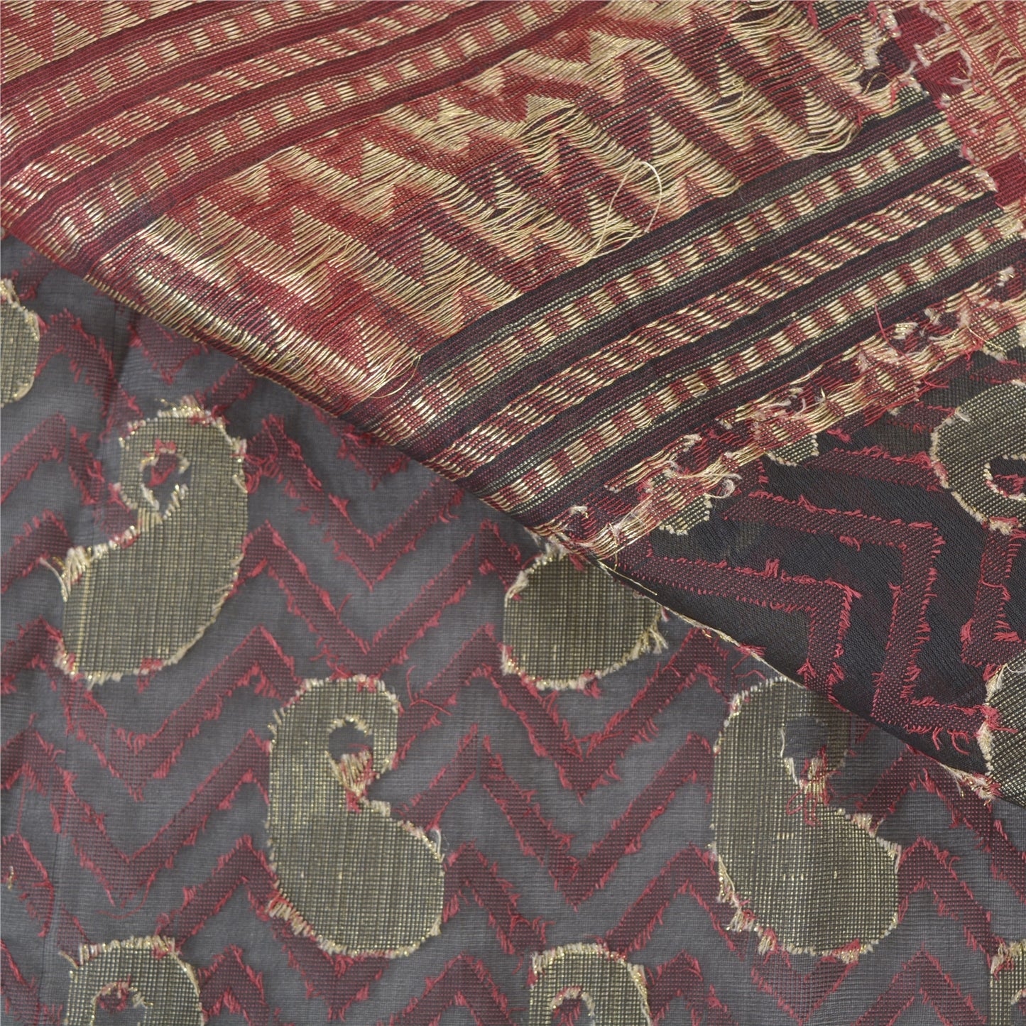 Sanskriti Vintage Black Heavy Indian Sarees Pure Silk Hand-Woven Sari Sustainable Fabric