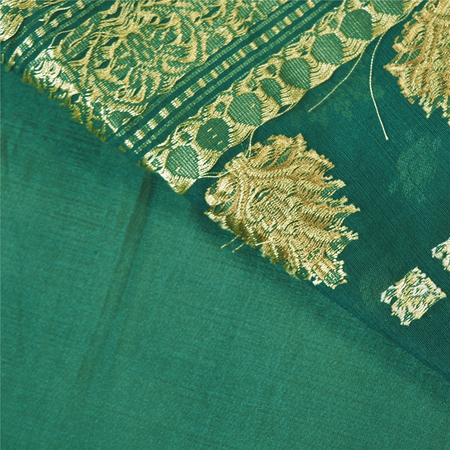 Sanskriti Vintage Green Heavy Indian Sarees Art Silk Hand-Woven Sari Sustainable Fabric