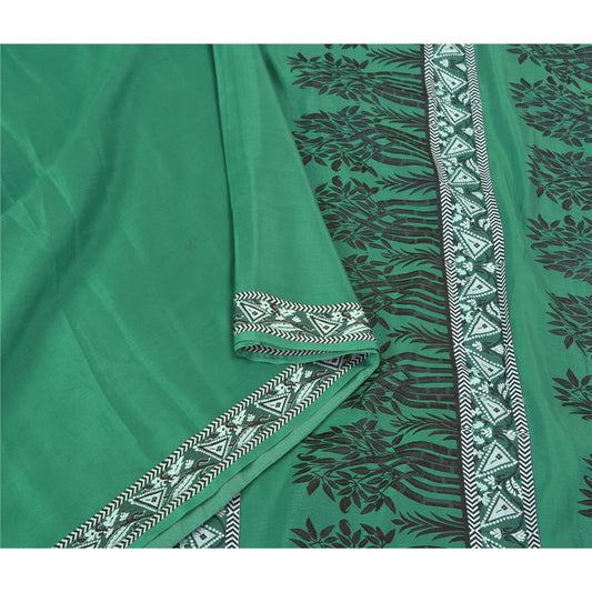 Sanskriti Vintage Green Heavy Indian Sarees Pure Silk Woven Sari Sustainable Fabric