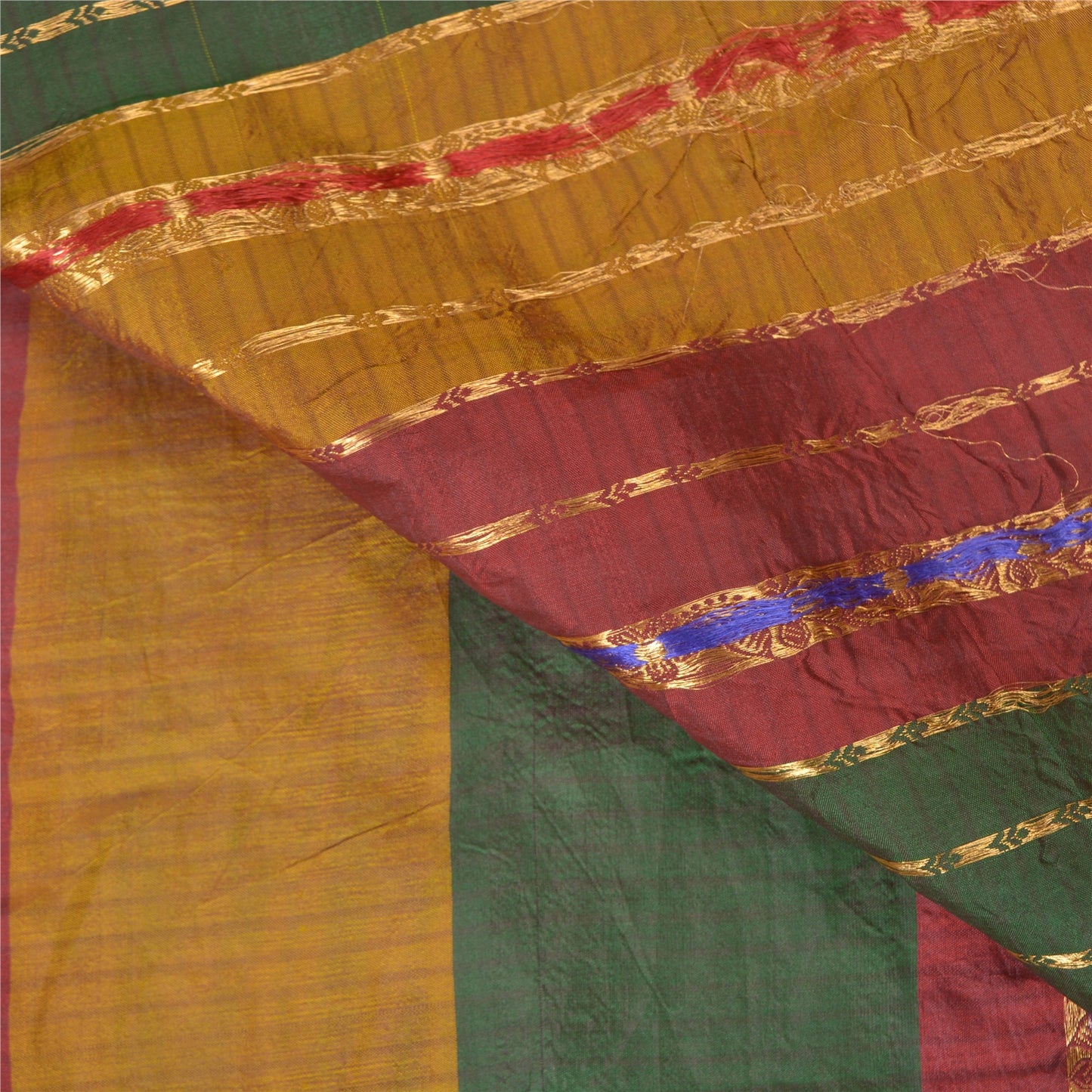 Sanskriti Vintage Heavy Wedding Sarees 100% Pure Silk Woven Brocade Sari Sustainable Fabric