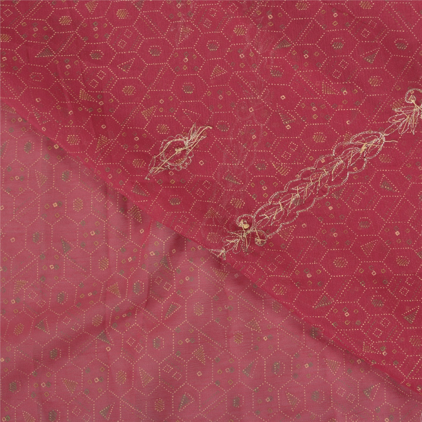 Sanskriti Vintage Red Heavy Sarees Art Silk Hand Beaded Painted Sari Sustainable Fabric