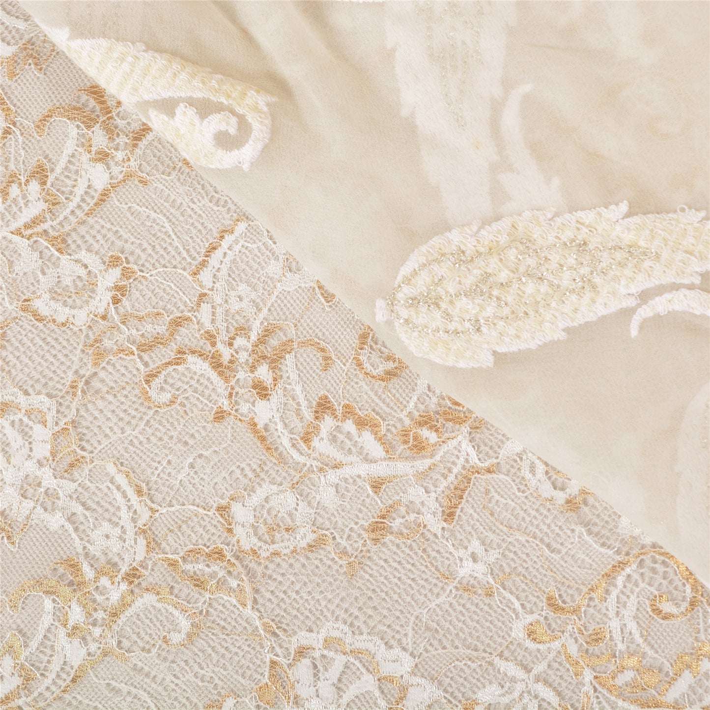 Sanskriti Vintage Ivory Heavy Indian Sarees Georgette Hand Beaded Sari Sustainable Fabric