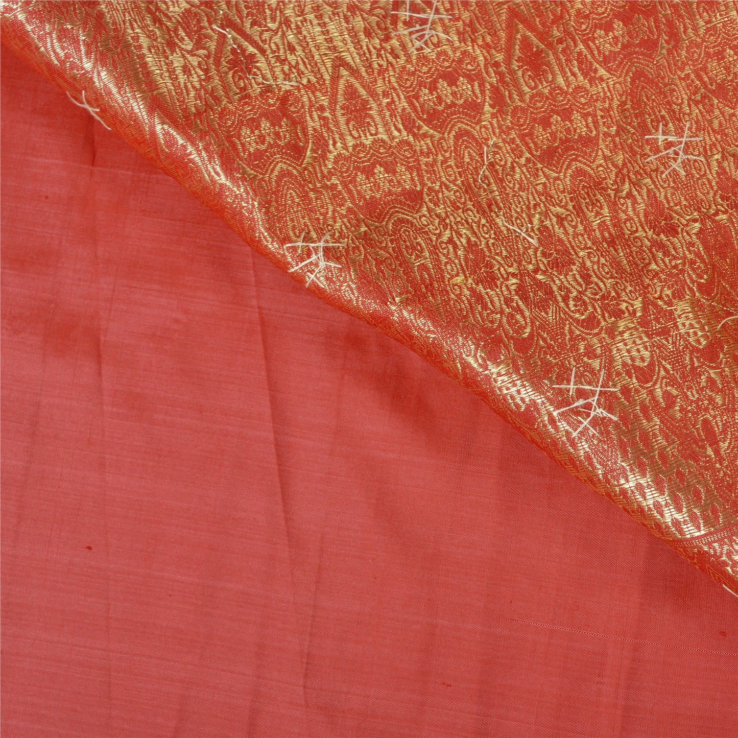Sanskriti Vintage Pink Heavy Sarees Pure Silk Hand Beaded Brocade Sari Sustainable Fabric