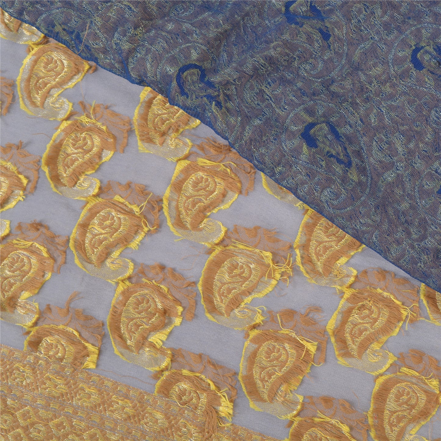 Sanskriti Vintage Blue Heavy Indian Sarees Pure Georgette Silk Woven Sari Sustainable Fabric