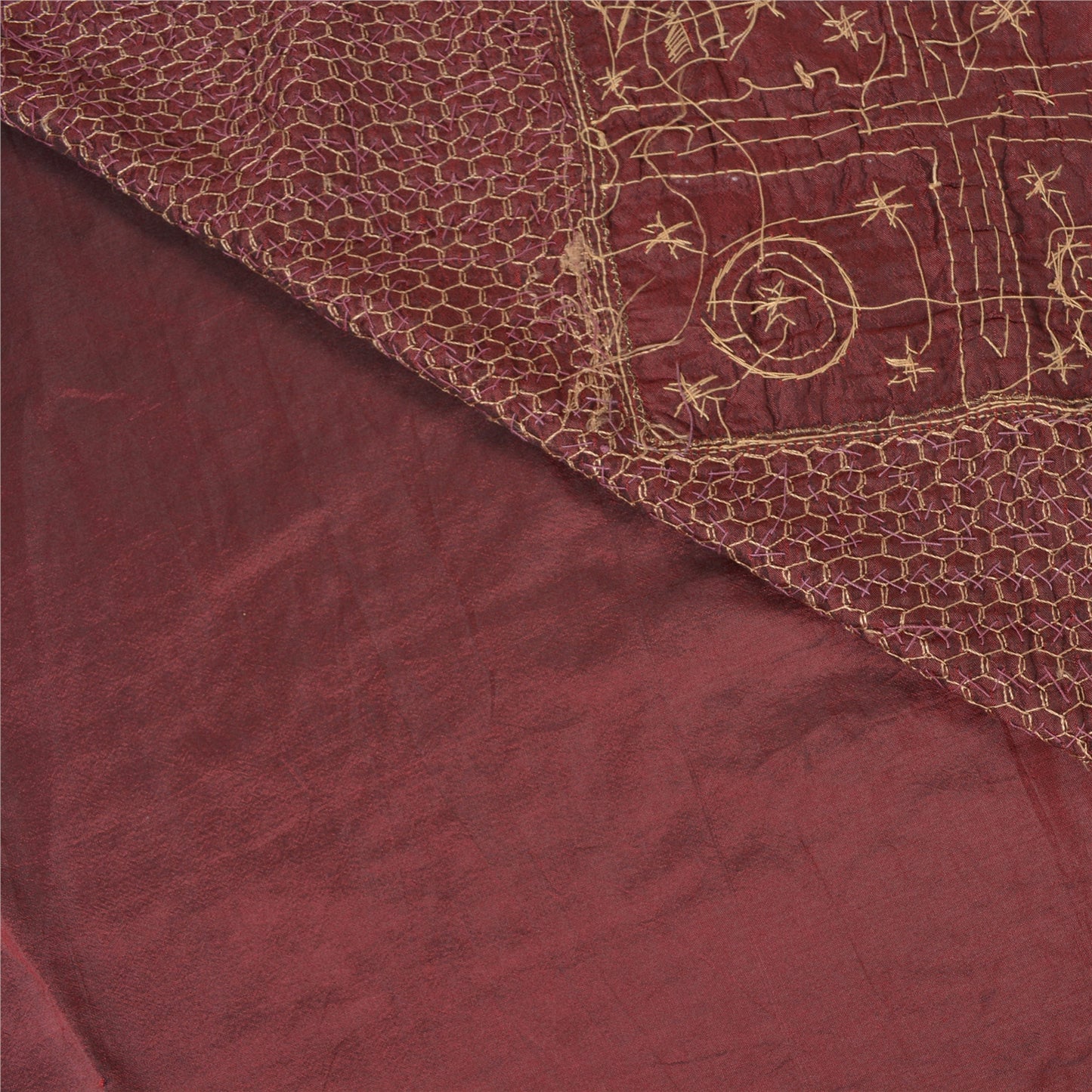 Sanskriti Vintage Heavy Sarees Pure Silk Hand Beaded Bandhani Patch Sari Sustainable Fabric
