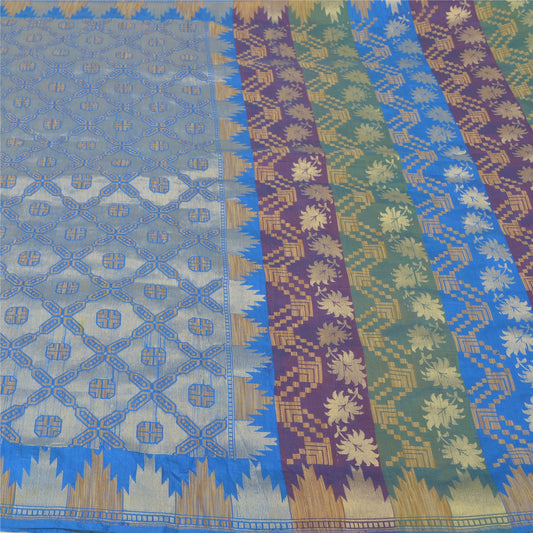 Sanskriti Vintage Heavy Wedding Sarees 100% Pure Silk Woven Sari 5 Yard Sustainable Fabric