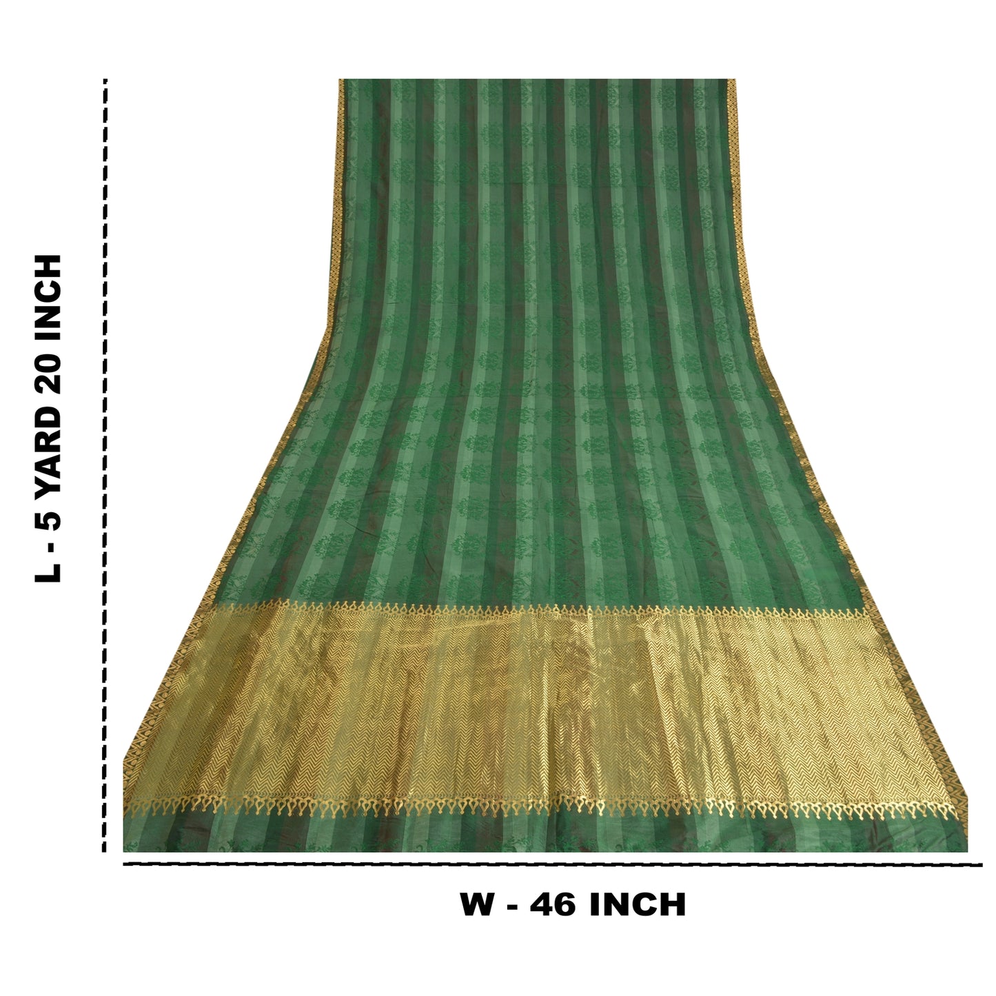 Sanskriti Vintage Green Heavy Indian Sarees Pure Silk Woven Brocade Sari Sustainable Fabric