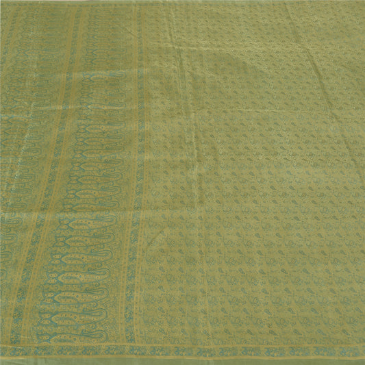 Sanskriti Vintage Grey Heavy Indian Sarees Pure Satin Silk Woven Sari Sustainable Fabric